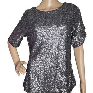 Chico’s Black Label purple sequin tee, medium